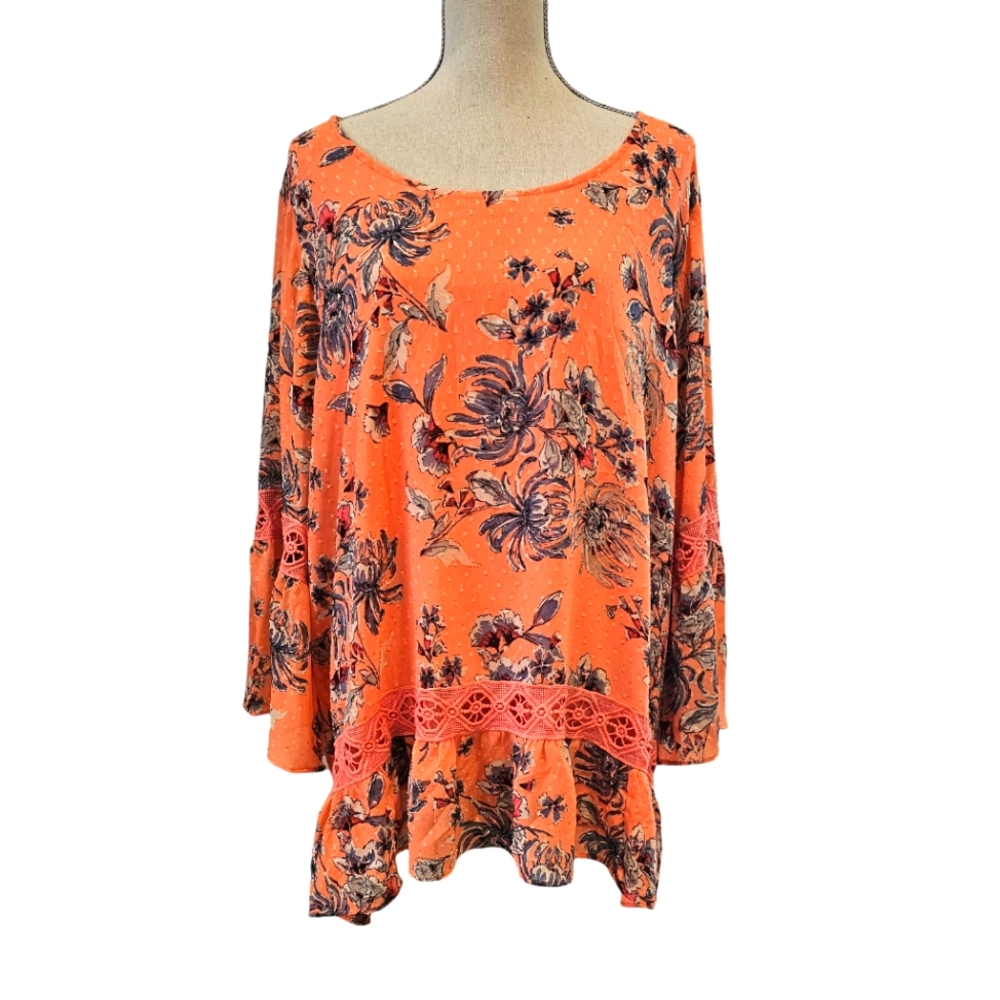 🚨NWOT John Paul Richard Coral Floral Top